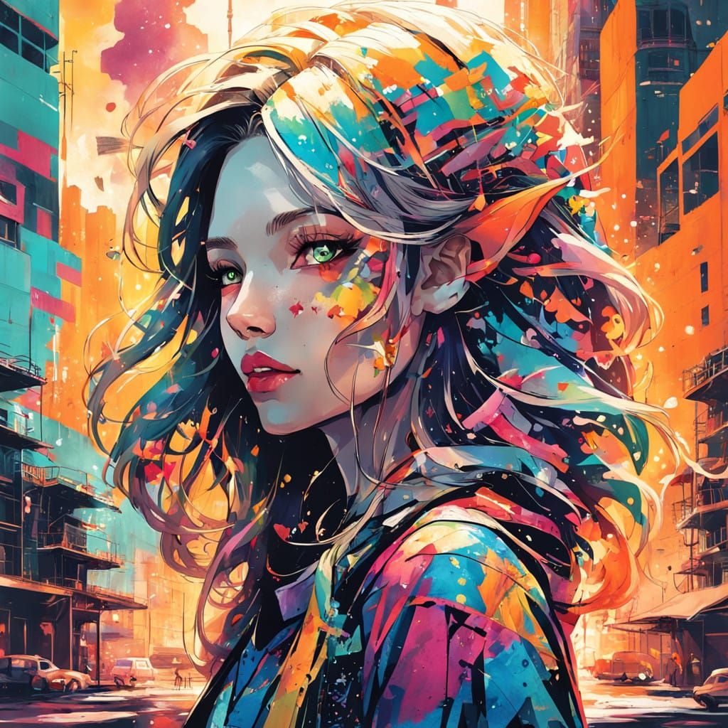 Vibrant Young Elf in Urban Graffiti Art