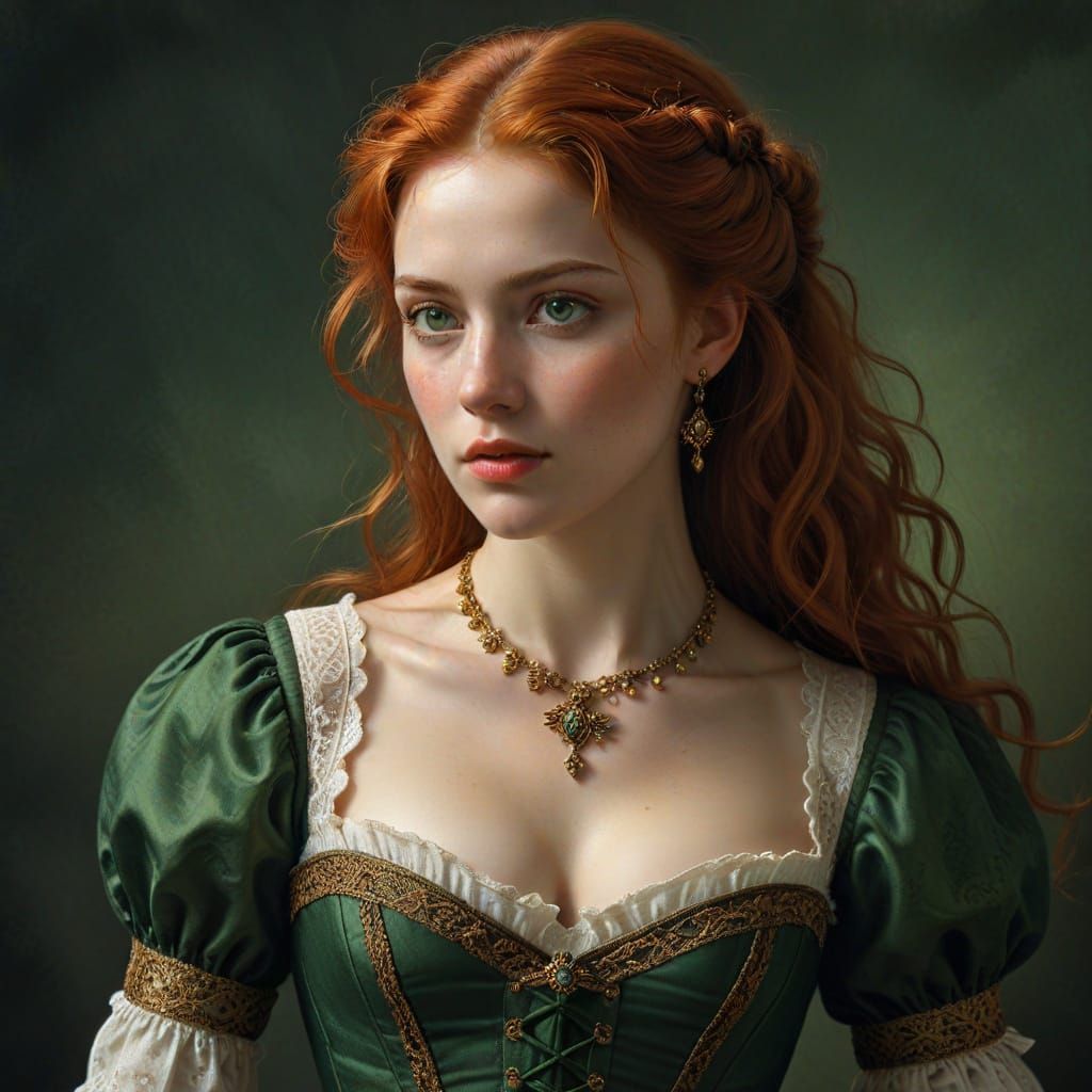 Elegant 18th Century Woman in Oil on Canvas Texture