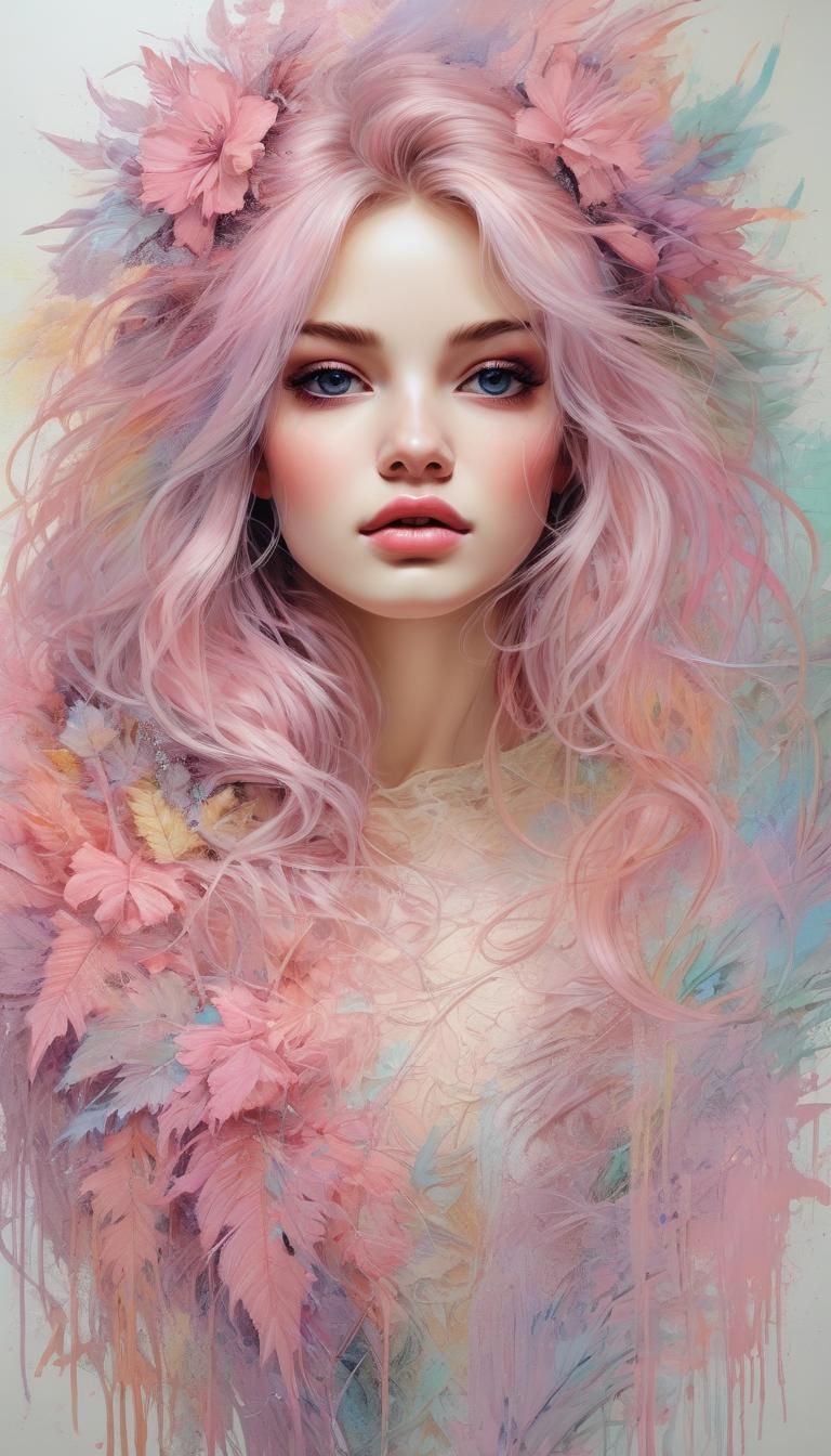 Detailed Pastel Drawing of Azrael in Colorful Lighting