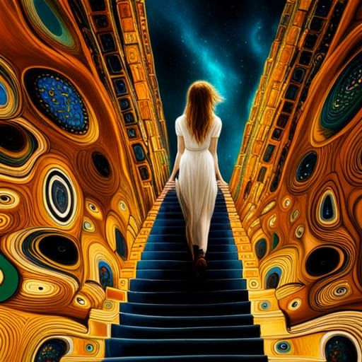 Fractal Stairway to Heaven: Impasto Fantasy Art