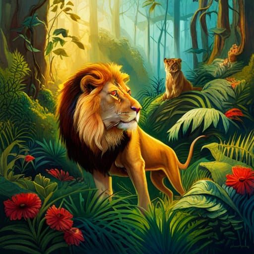 Lion in Jungle Concept Art