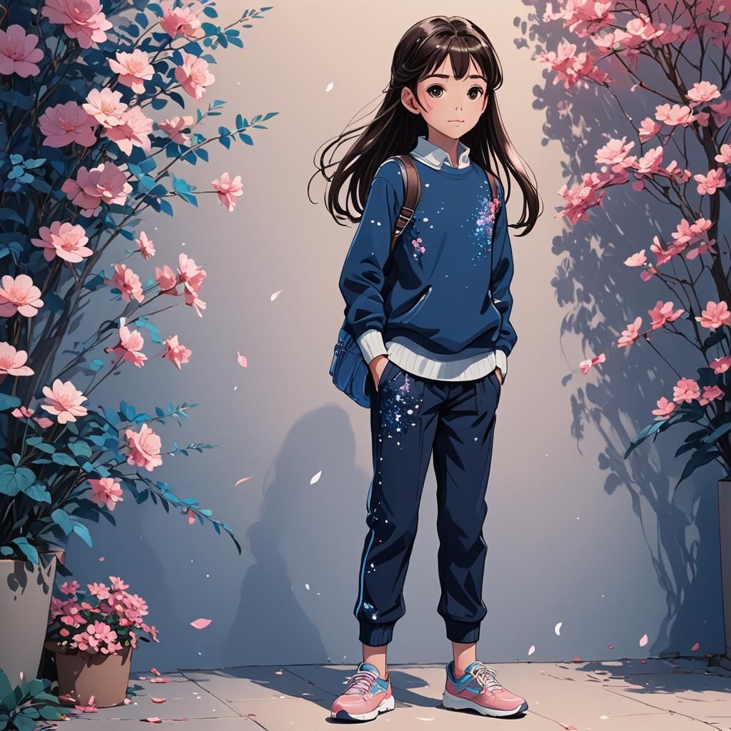 Hyperrealistic Little Girl Portrait in Anime Style