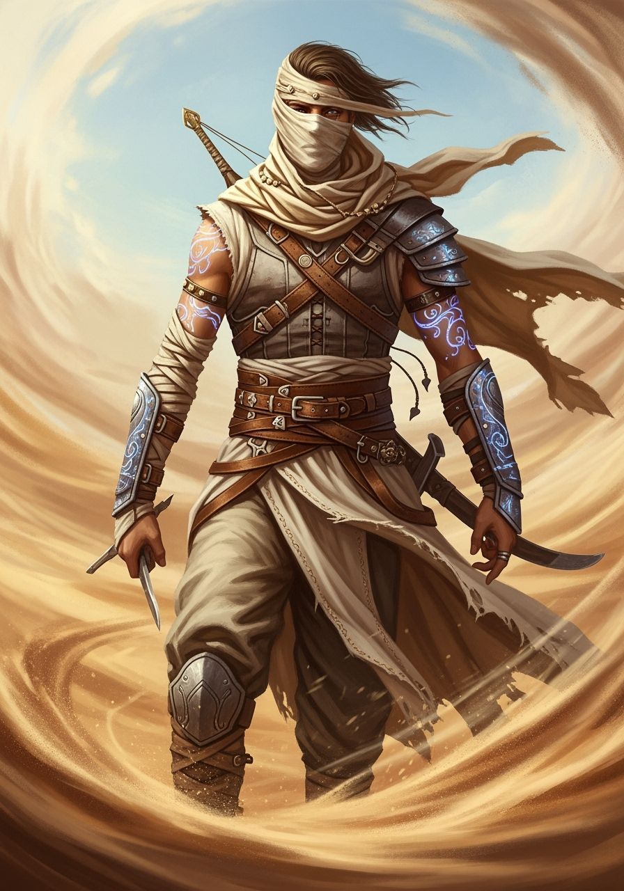 Desert Assassin with Magical Tattoos: Fantasy Portrait