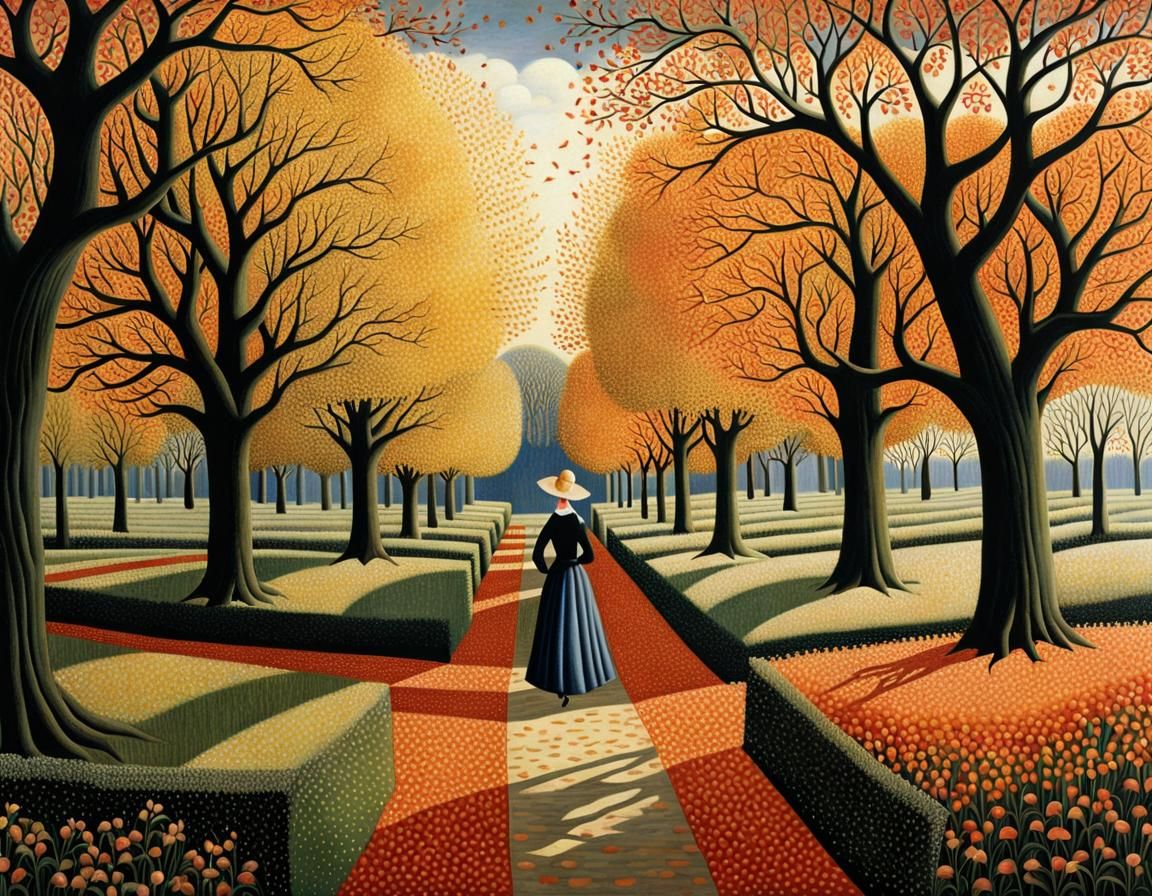 Autumn Orchard Morning: Intricate Illustration