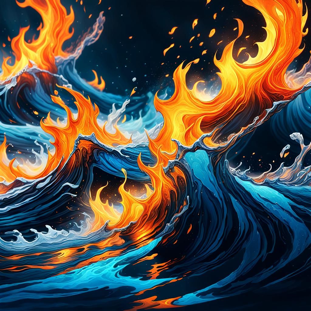 Dynamic Water and Fire Collision in Concept Art