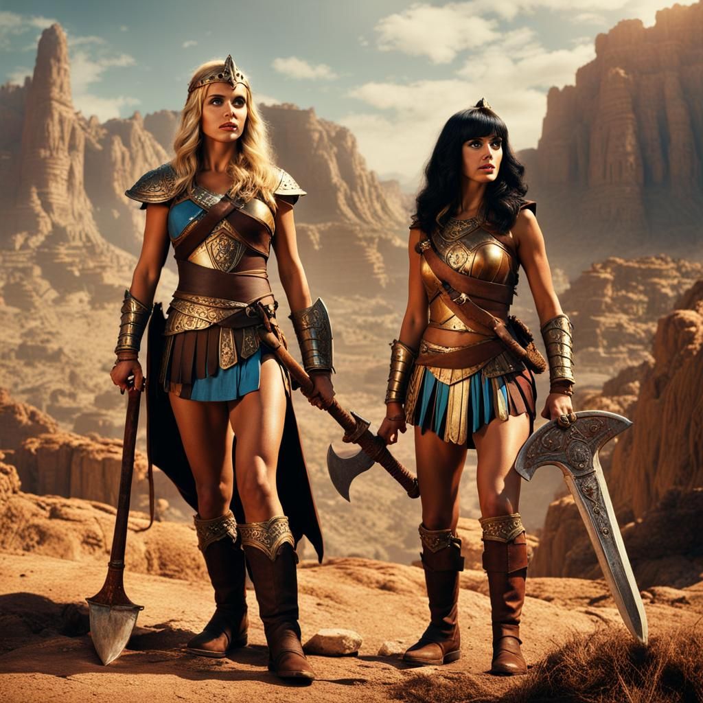 Barbarian Warriors in a Fantastical Landscape