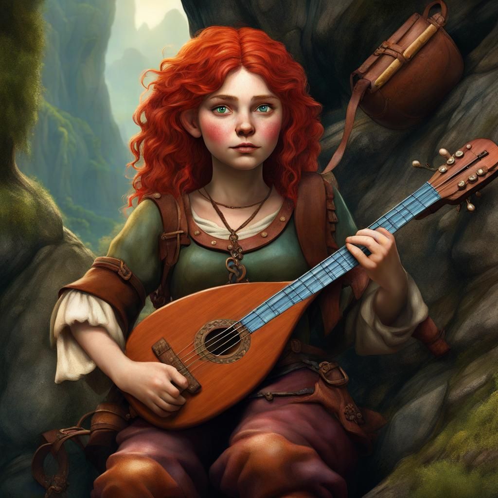 Gnome Bard with Lute: Fantasy Concept Art