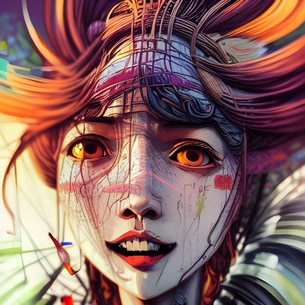 Fantasy Village Graffiti Art in Surreal Style