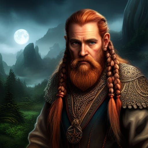 Detailed Matte Painting of a Fantastical Dwarf