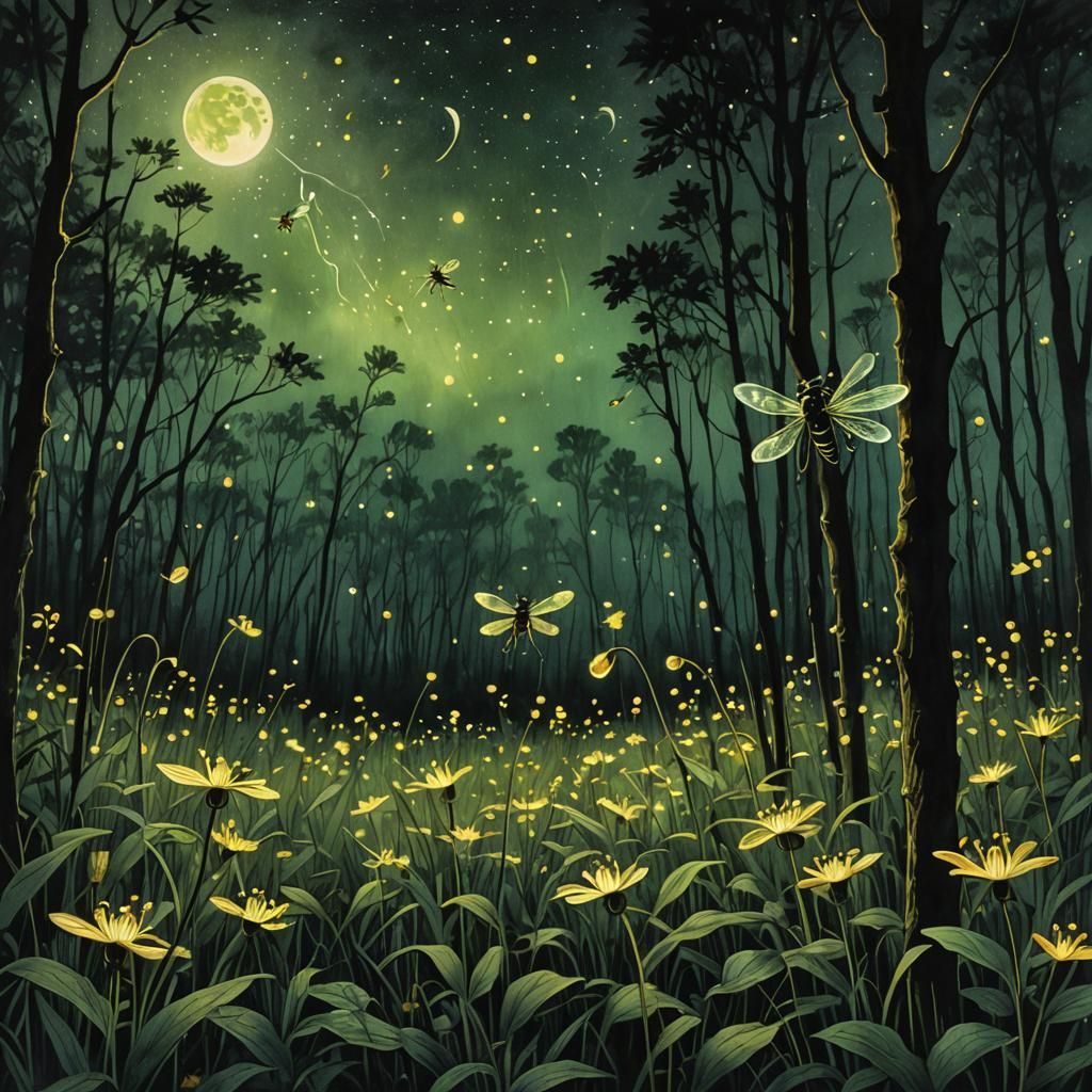 fireflies in the moonlight
