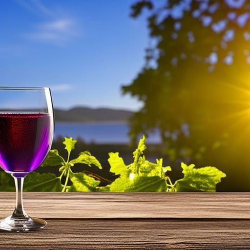 Dreamy Vineyard Scene with Wine Bottle