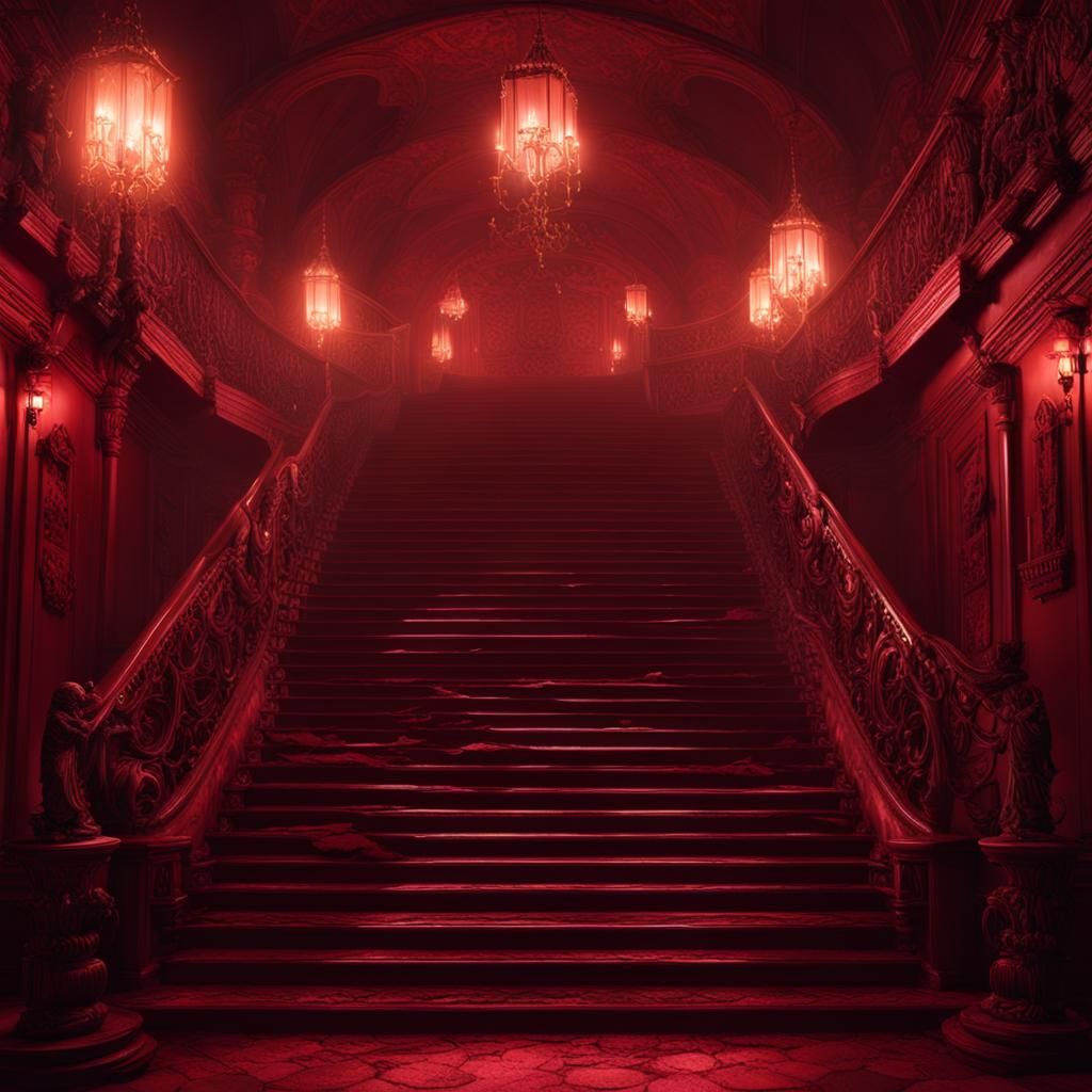 Eerie Club Stairway in Detective Fiction Style