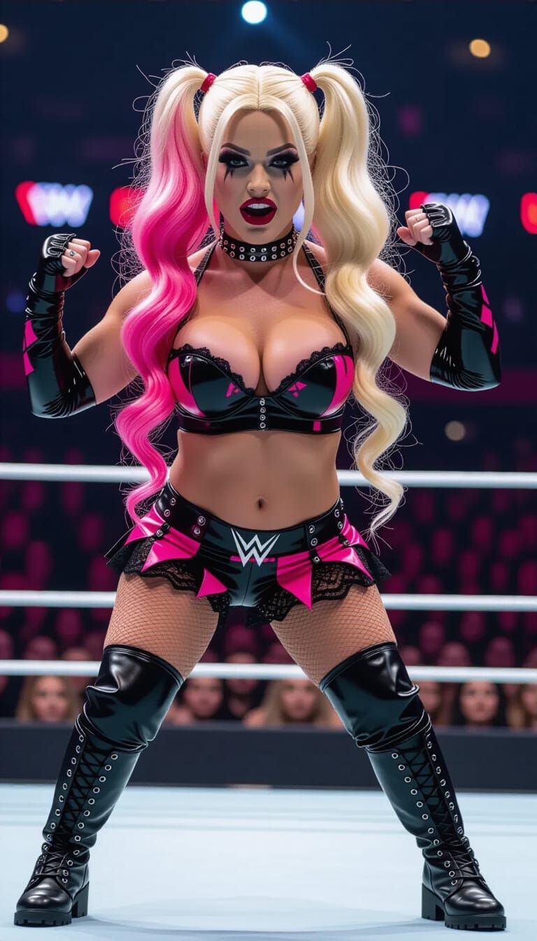 Female Wrestler in Gothic Style with Pink Hair