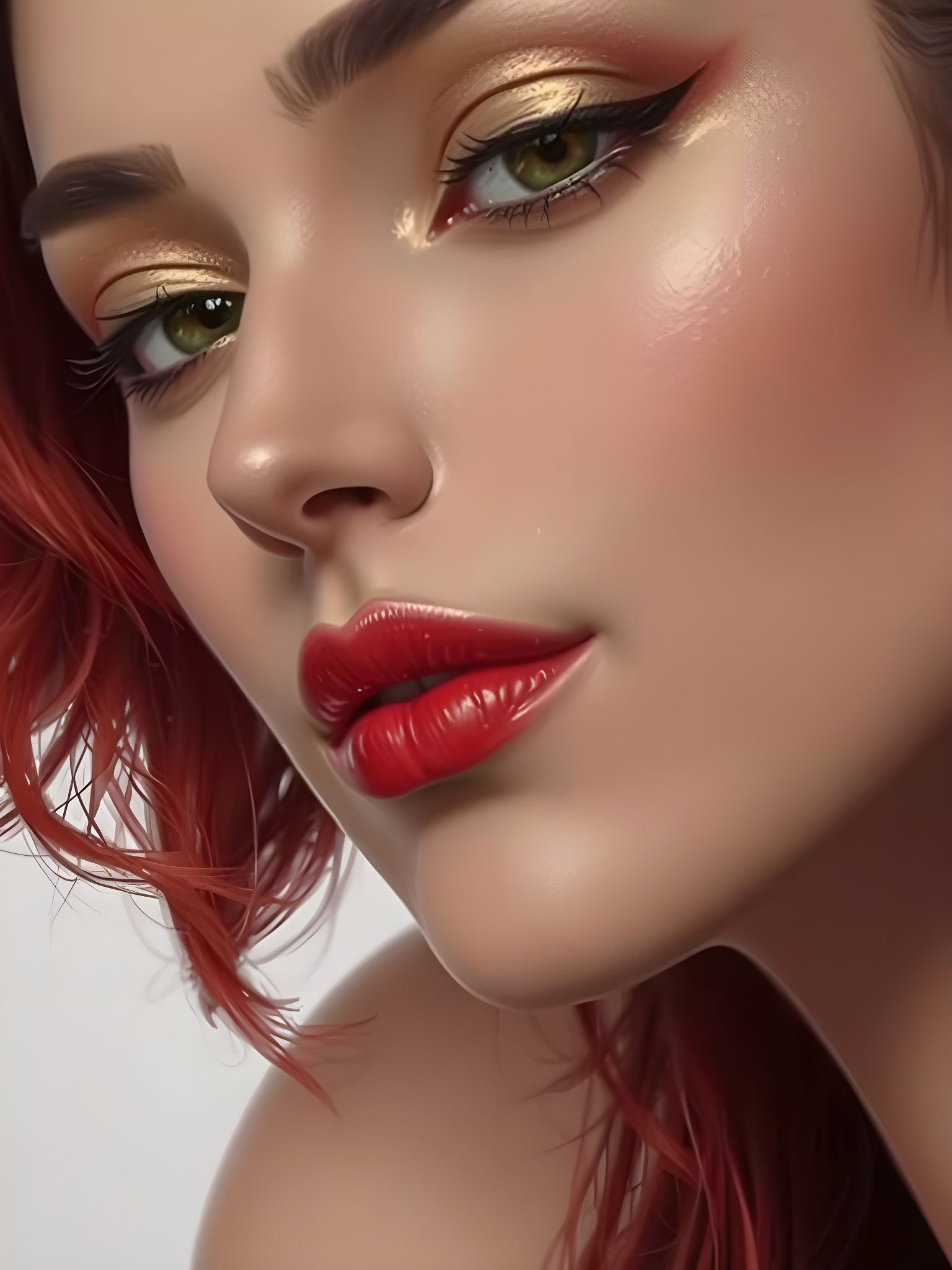 Hyper-Realistic Oil Painting of Crimson Lips