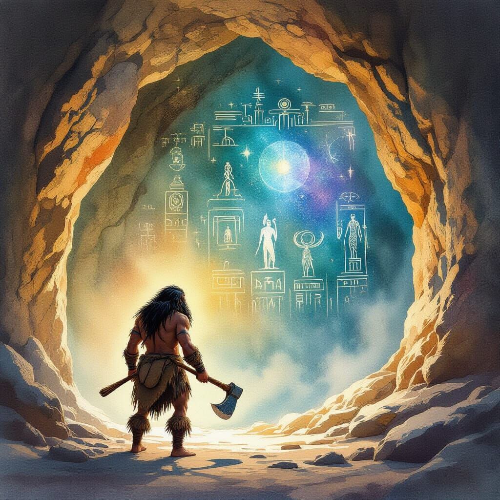 Caveman Discovers Glowing Ancient Hieroglyphs