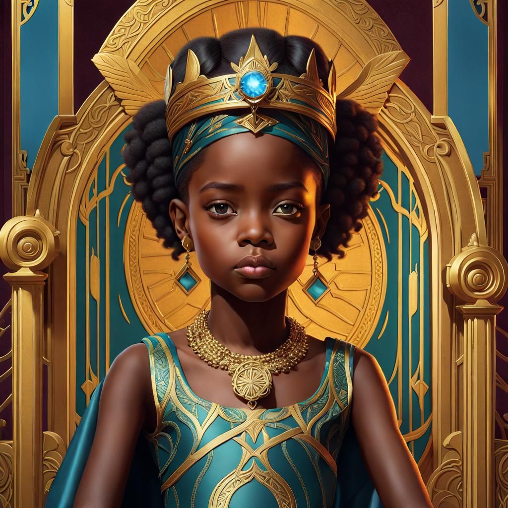 Empress Tarot Card: Young Girl in Art Nouveau Style