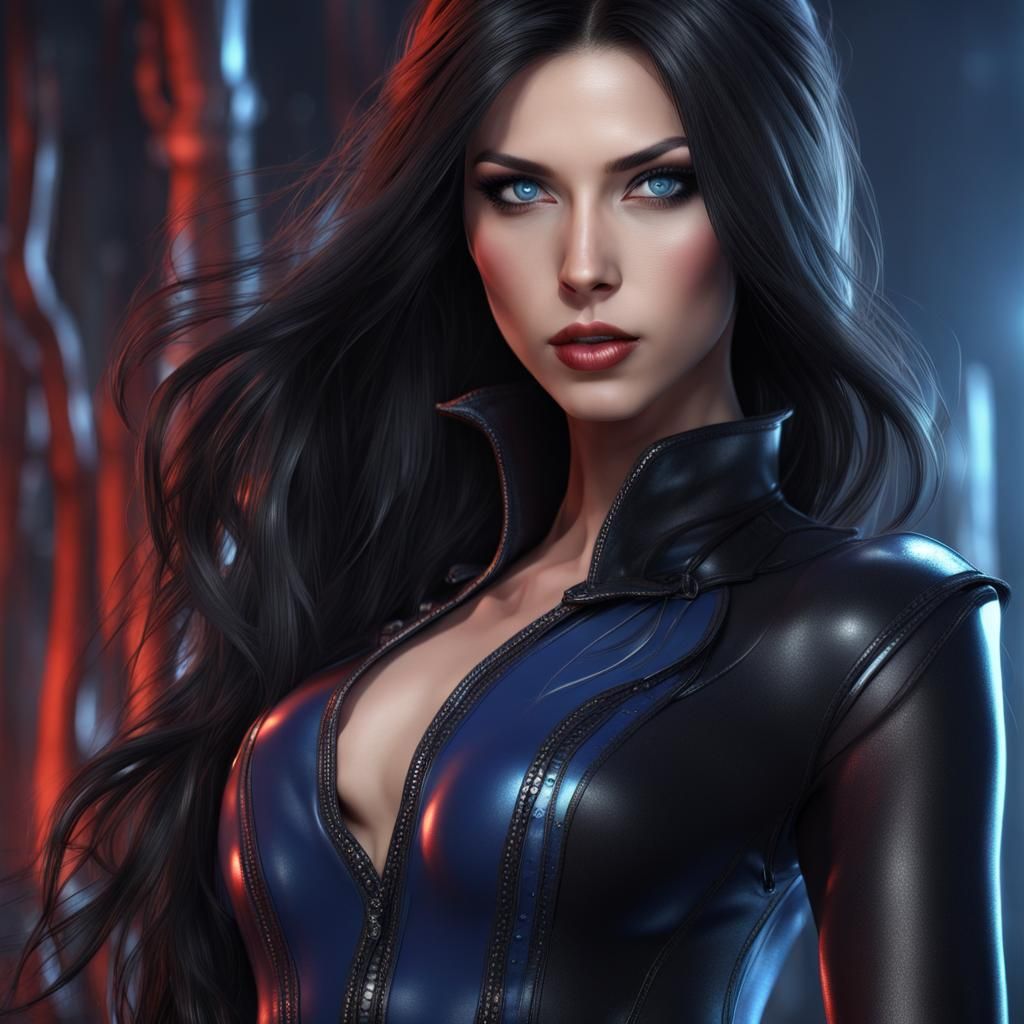 Beautiful Girl in Latex Outfit: Fantasy Concept Art