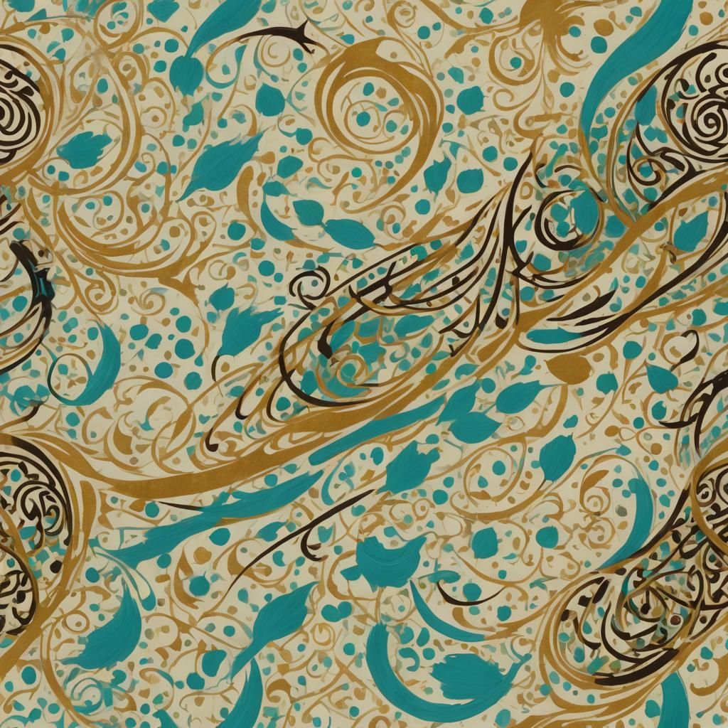 Islamic Calligraphy with Ornate Turquoise and Gold Accents