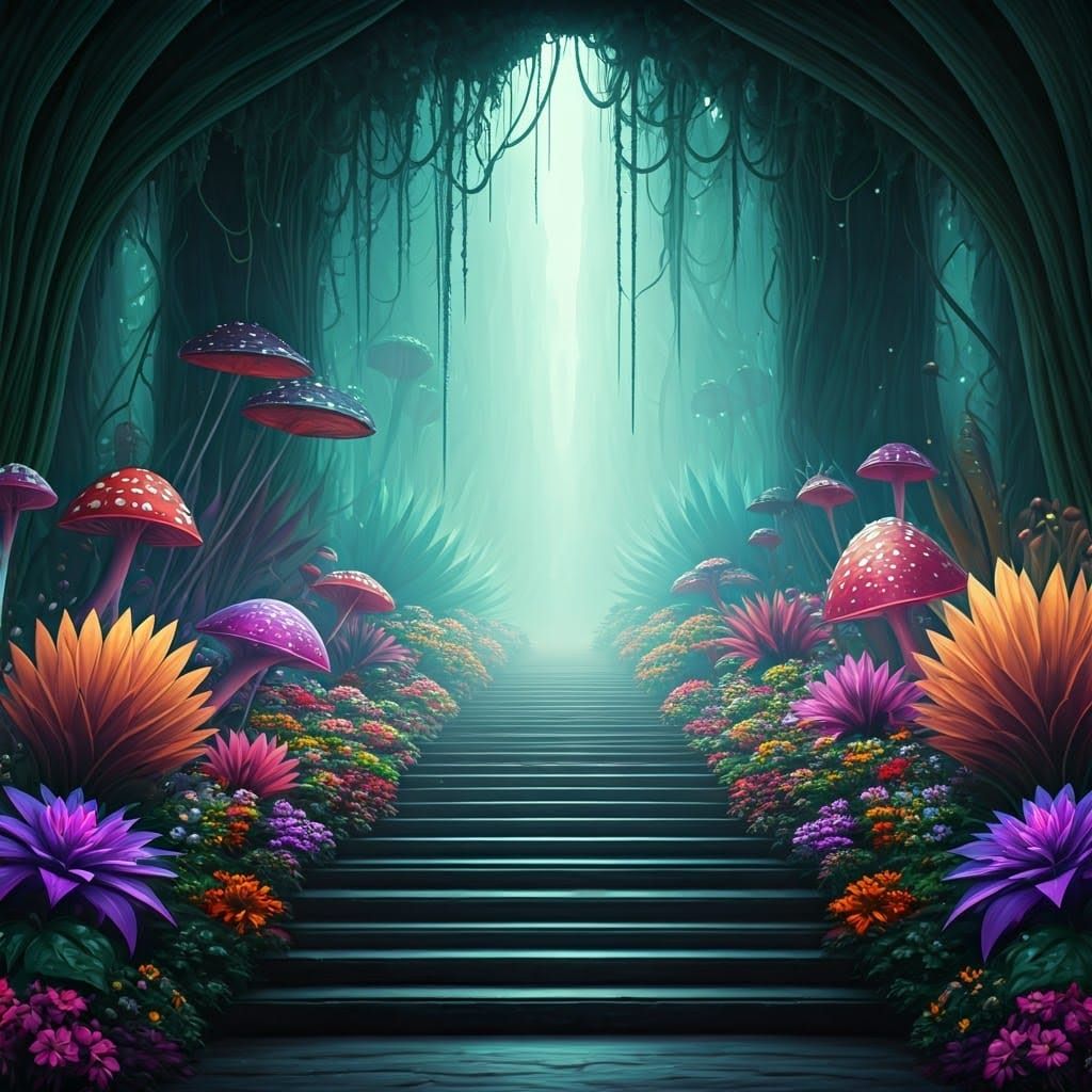 Surreal Cosmic Landscape in Vibrant, Dreamlike Colors