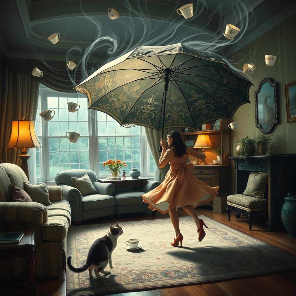 Whimsical Indoor Storm Brings Good Fortune