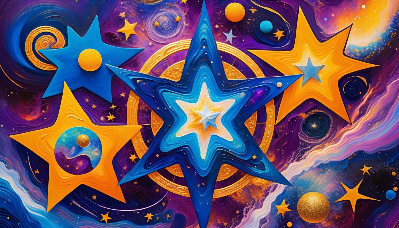 Cosmic Surrealist Stars Orbiting in Abstract Concept Art