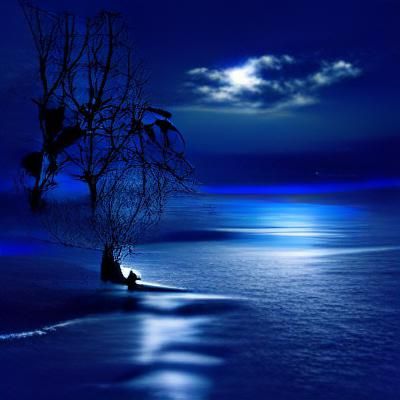 Shimmering Blue Spirit in Eternal Night
