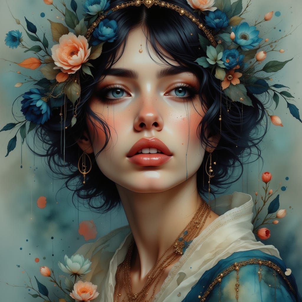 Exquisite Woman with Short Hair and Beautiful Smile