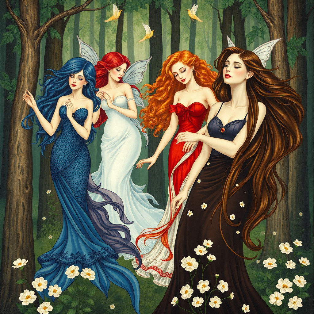 Art Nouveau Dance of the Four Elements