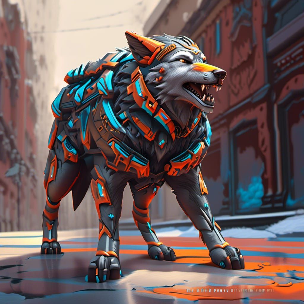 Armored Wolf Concept Art in Dynamic Lighting