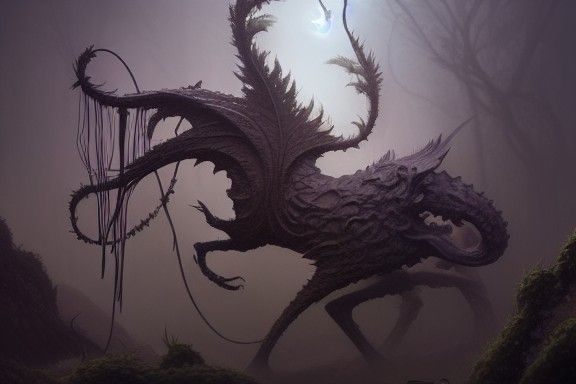 Ethereal Spirit Plants and Creatures in Misty Landscape