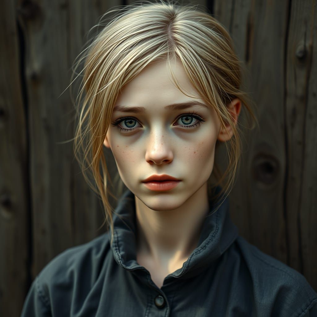 Enigmatic Portrait of a Young Woman in Dark Fantasy Style