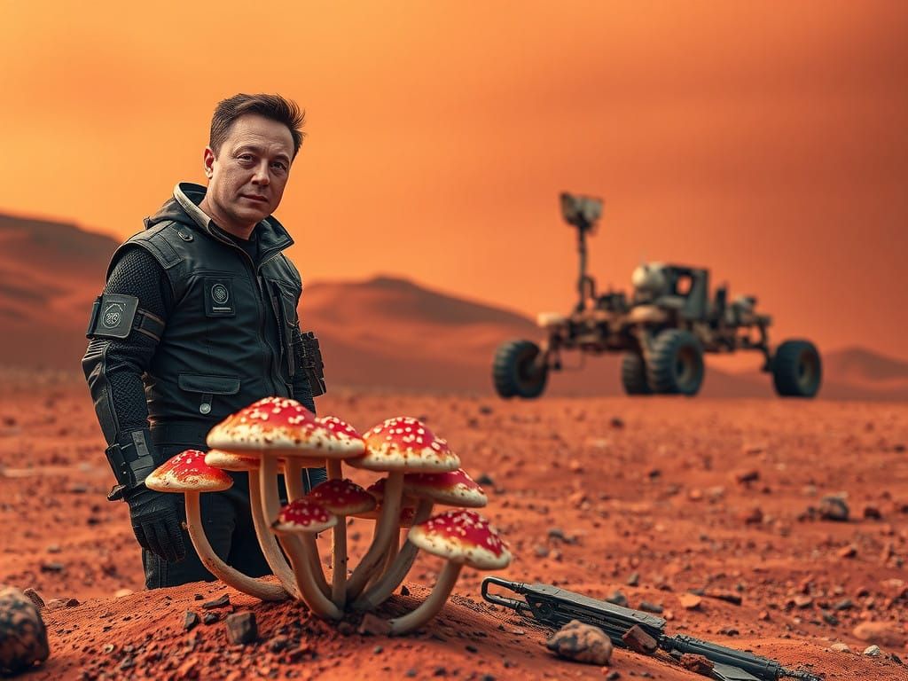 Elon Musk Transformed by Alien Landscape on Mars