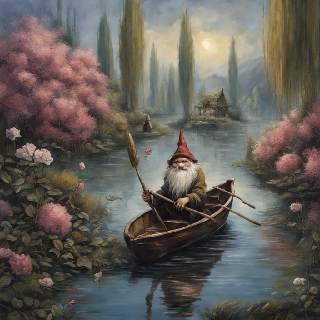 Gnome in Rowboat: A Matte Painting Masterpiece