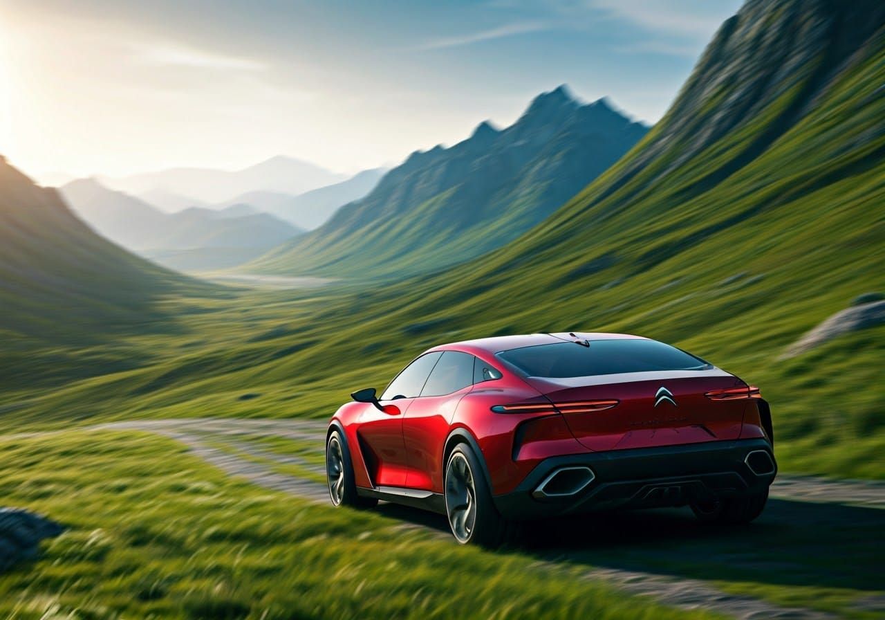 Futuristic 2025 Citroen XM Concept in Landscape
