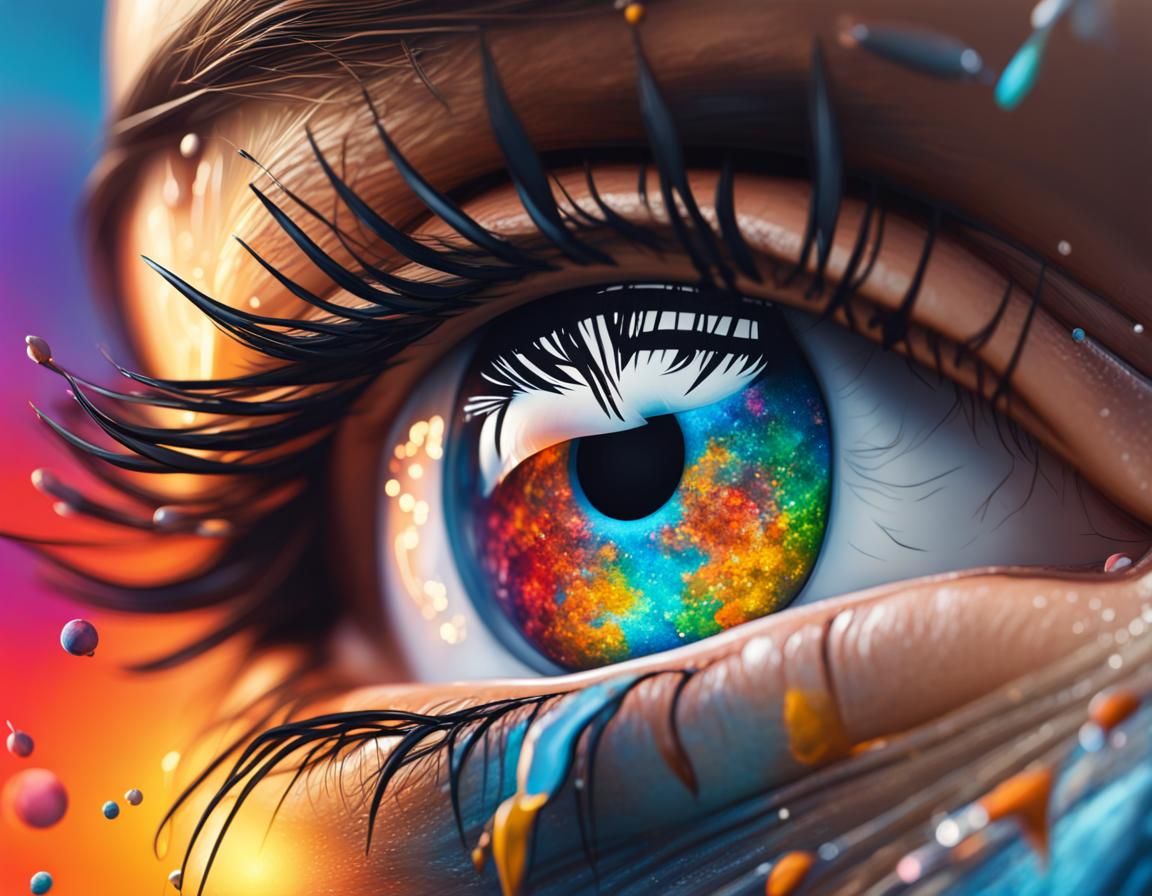 Hyperrealistic Eye Watching Over Colorful World