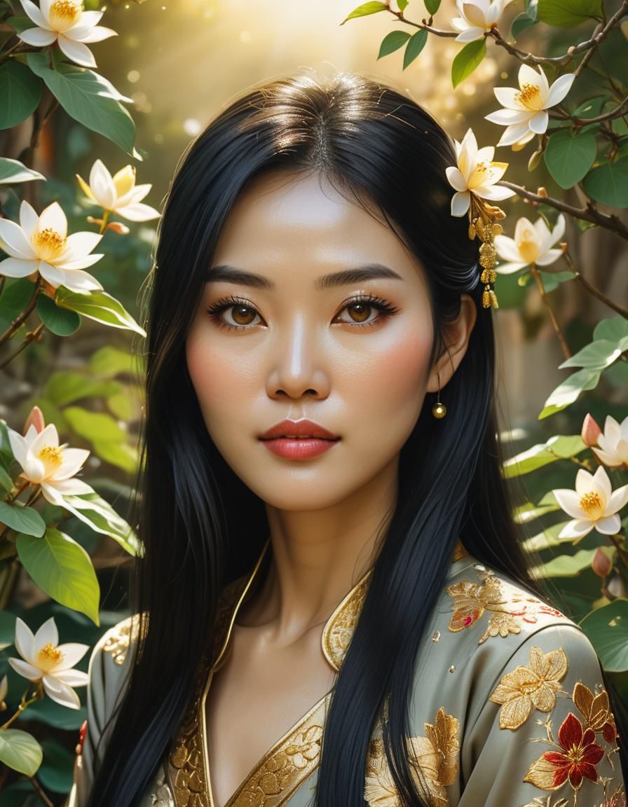 Vietnamese Woman Portrait in Traditional Áo Dài