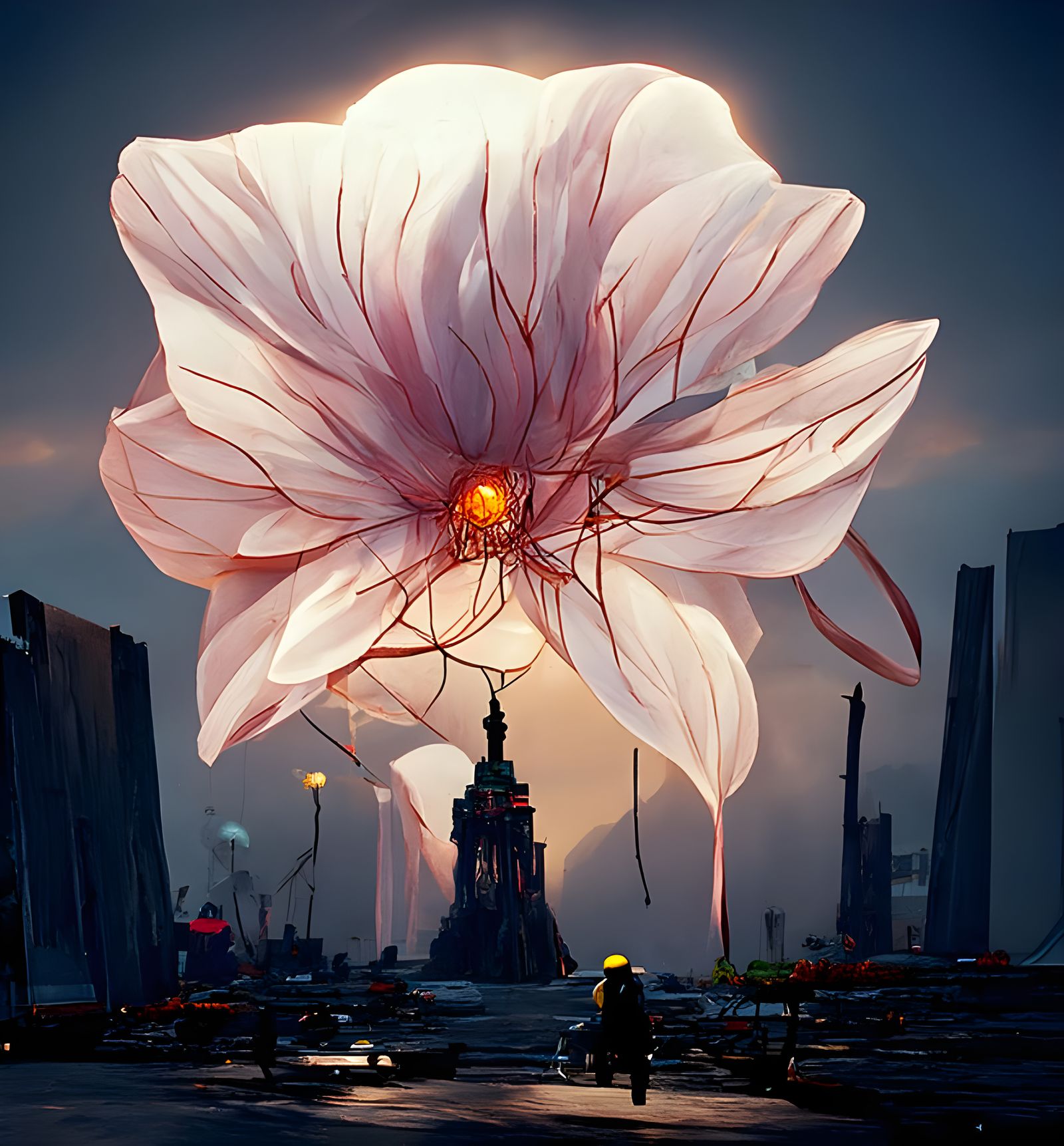 Ethereal Flower in New York City: Sci-Fi Fantasy Art