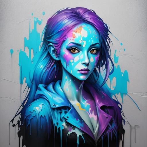 Ghostly Girl Apparition in Graffiti Art Style