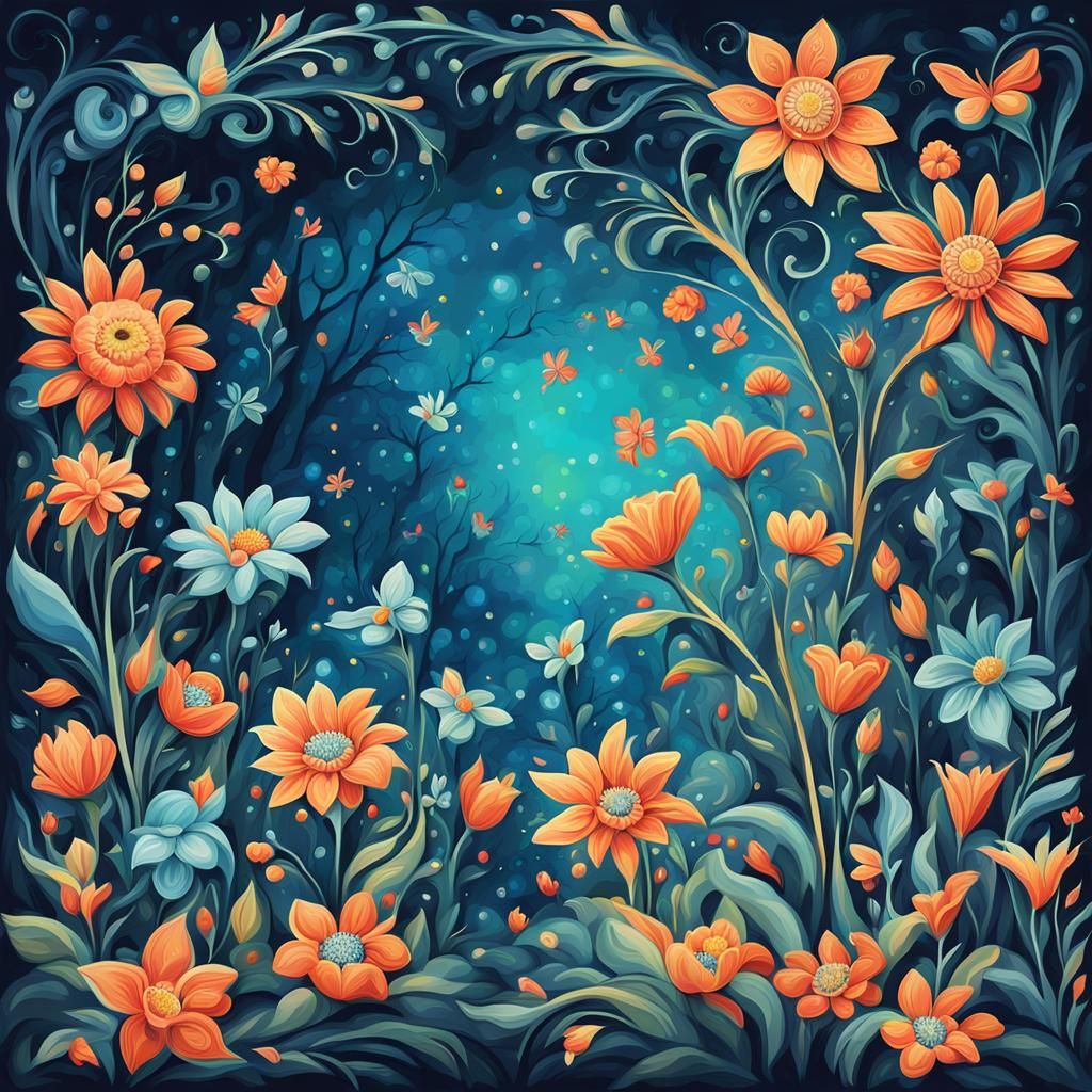 Fantasy Floral Mural Decoration