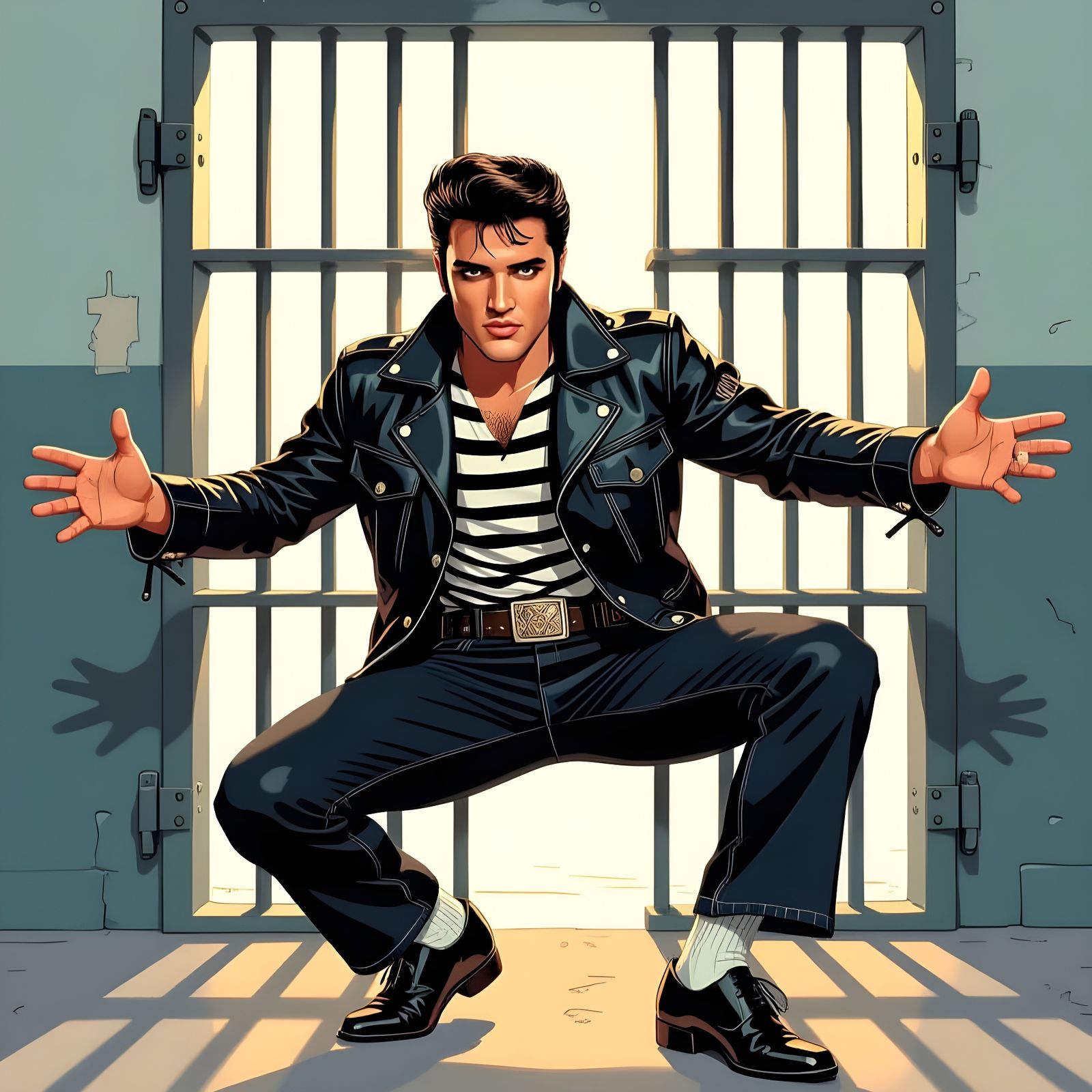 Elvis Presley in Jailhouse Rock Attire