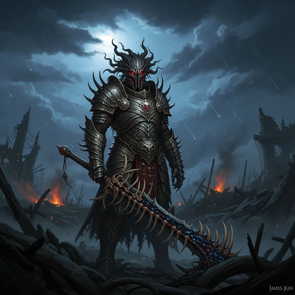 Grimdark Fantasy Illustration in Contemporary Style