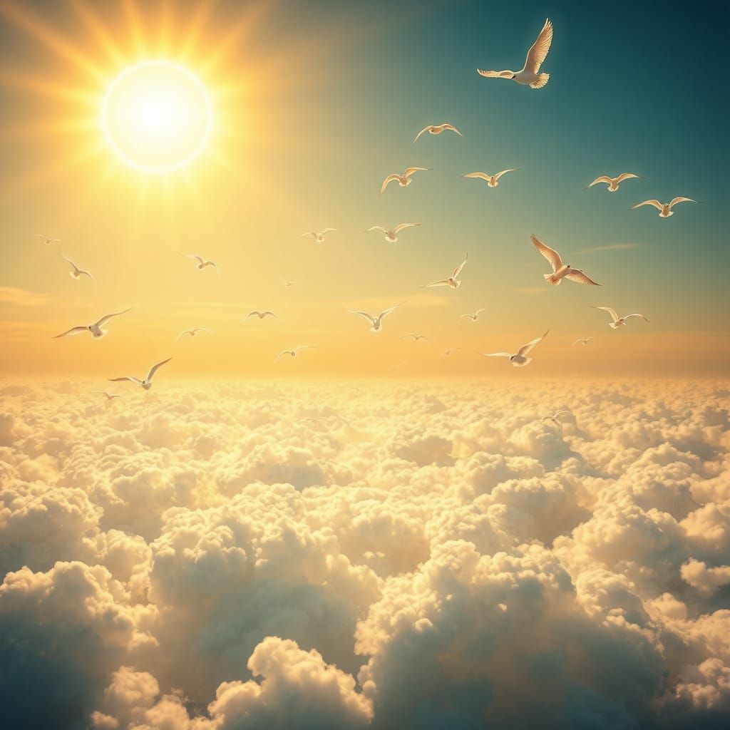 Golden Light Ascends Above Serene Clouds