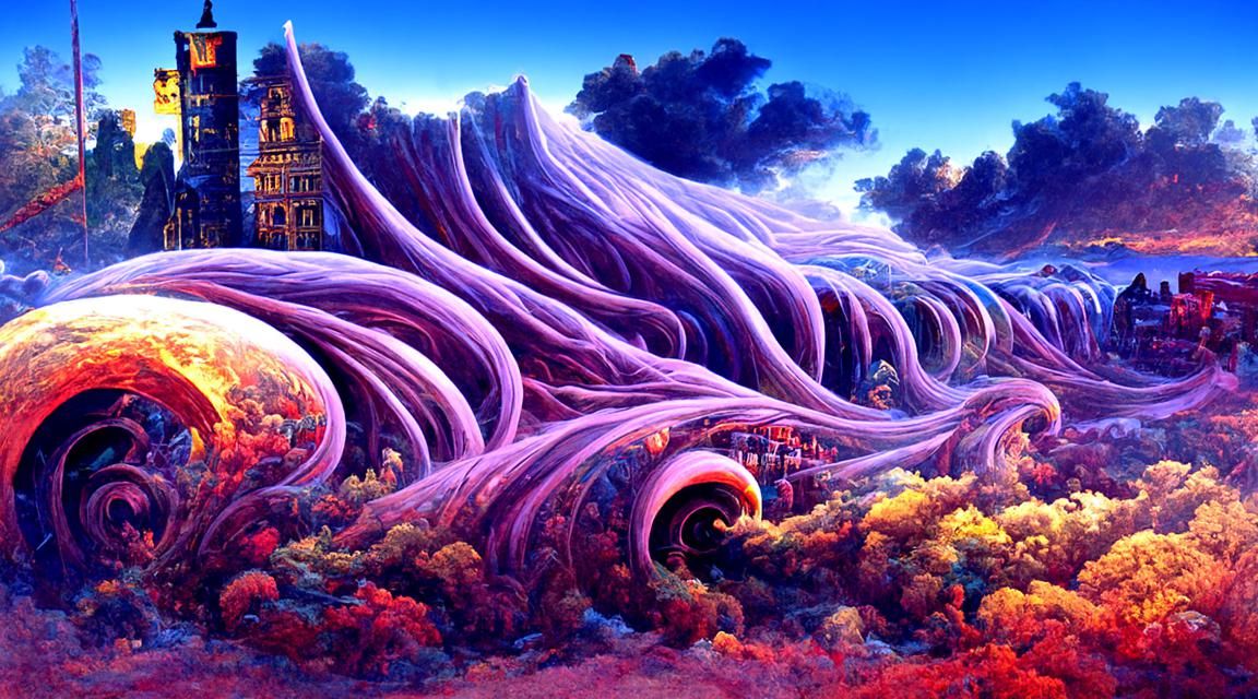 Tower City Engulfed by Sci-Fi Tidal Wave