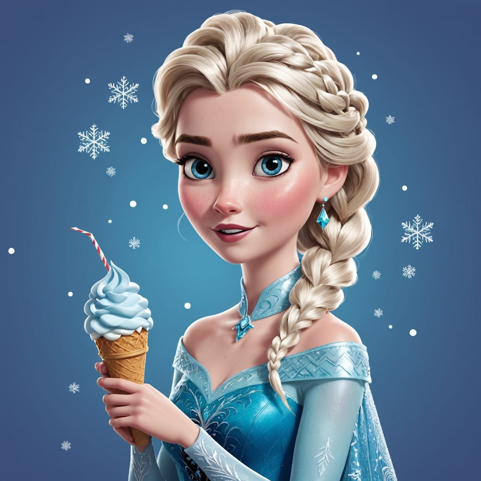 Elsa from Frozen Eating Ice Cream