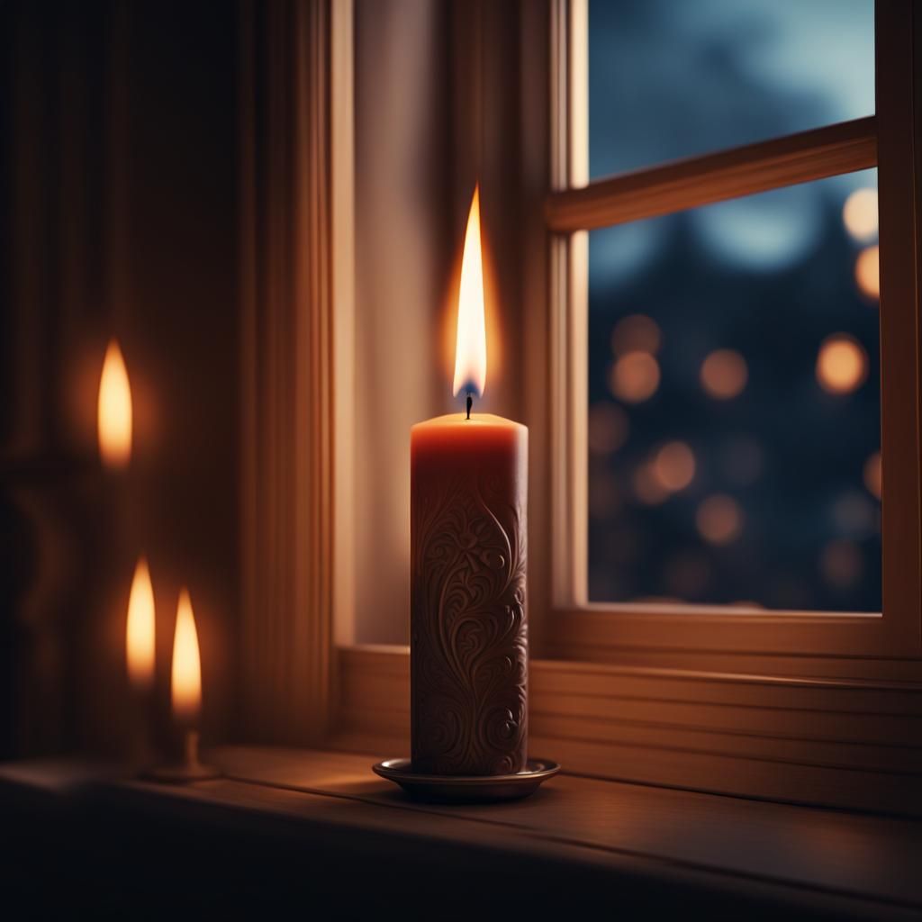 Candle Flame Close-Up: Dramatic Digital Painting