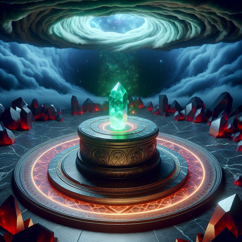 Glowing Crystal Pedestal in Fantasy Concept Art