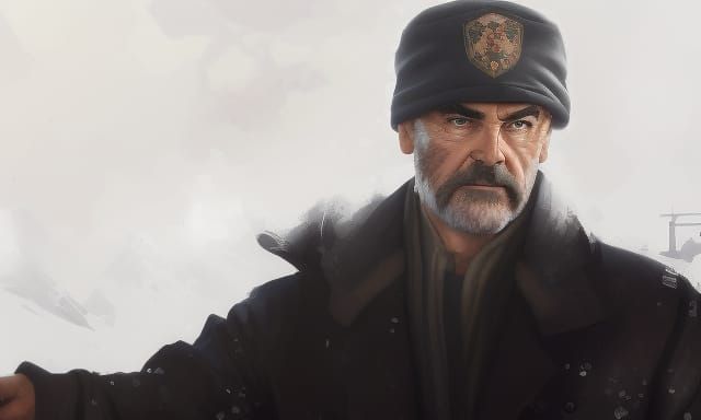 Sean Connery Portrait with Ushanka Hat, Hyperdetailed Concep...