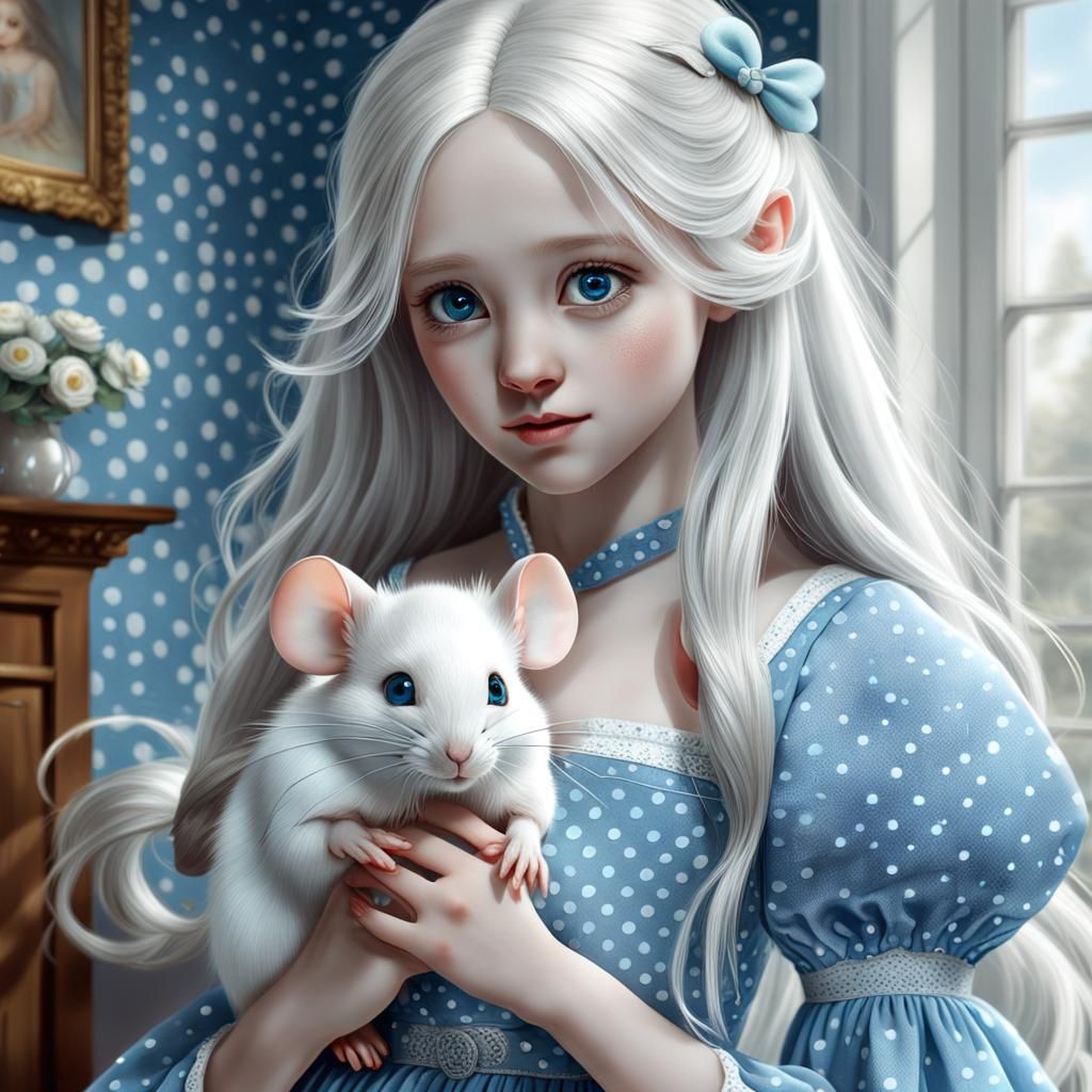 Girl with Mouse in Hyperrealistic Style