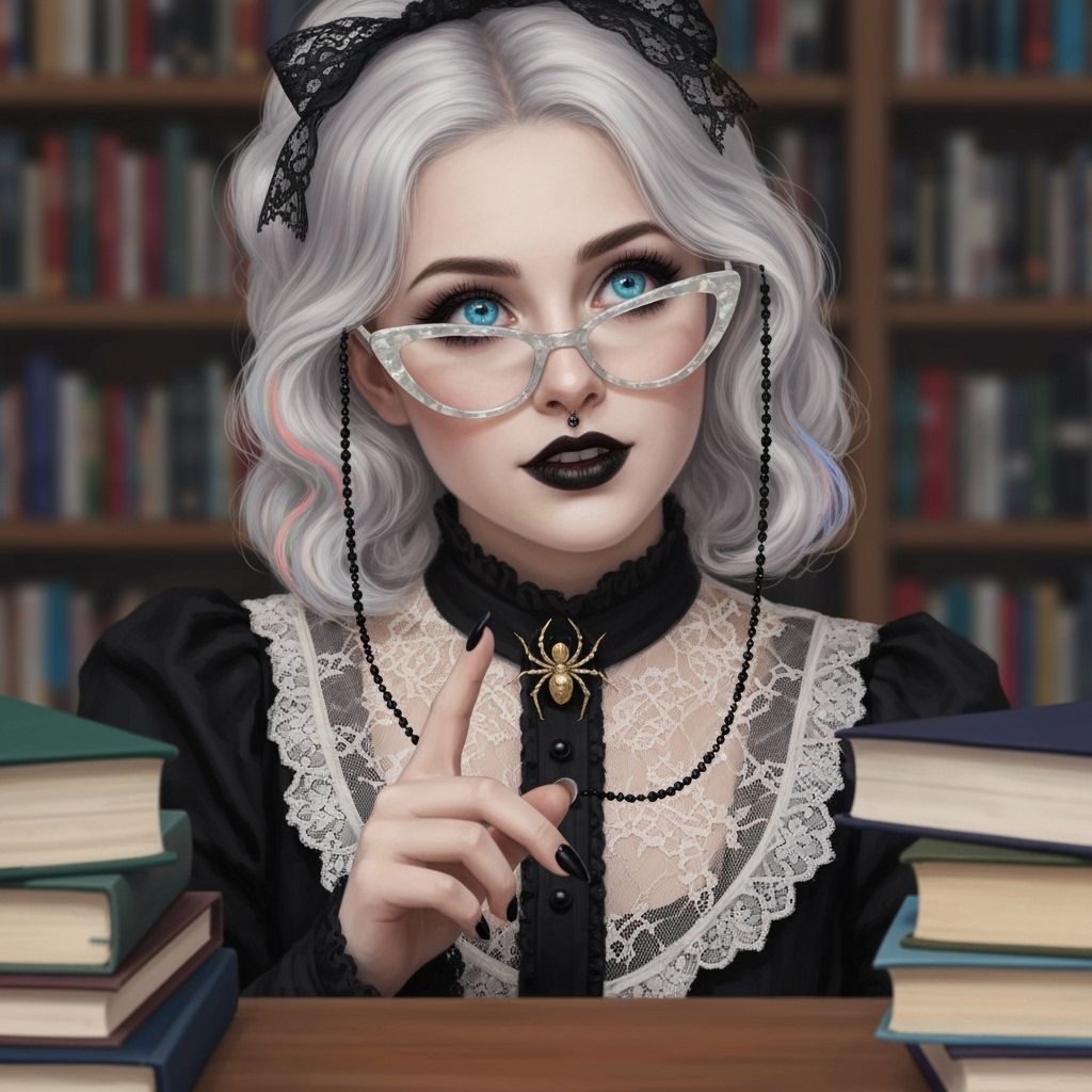 Victorian Gothic Librarian Portrait in Oil