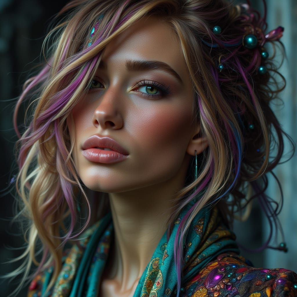 Highly Emotive Woman in Train, Detailed Textures